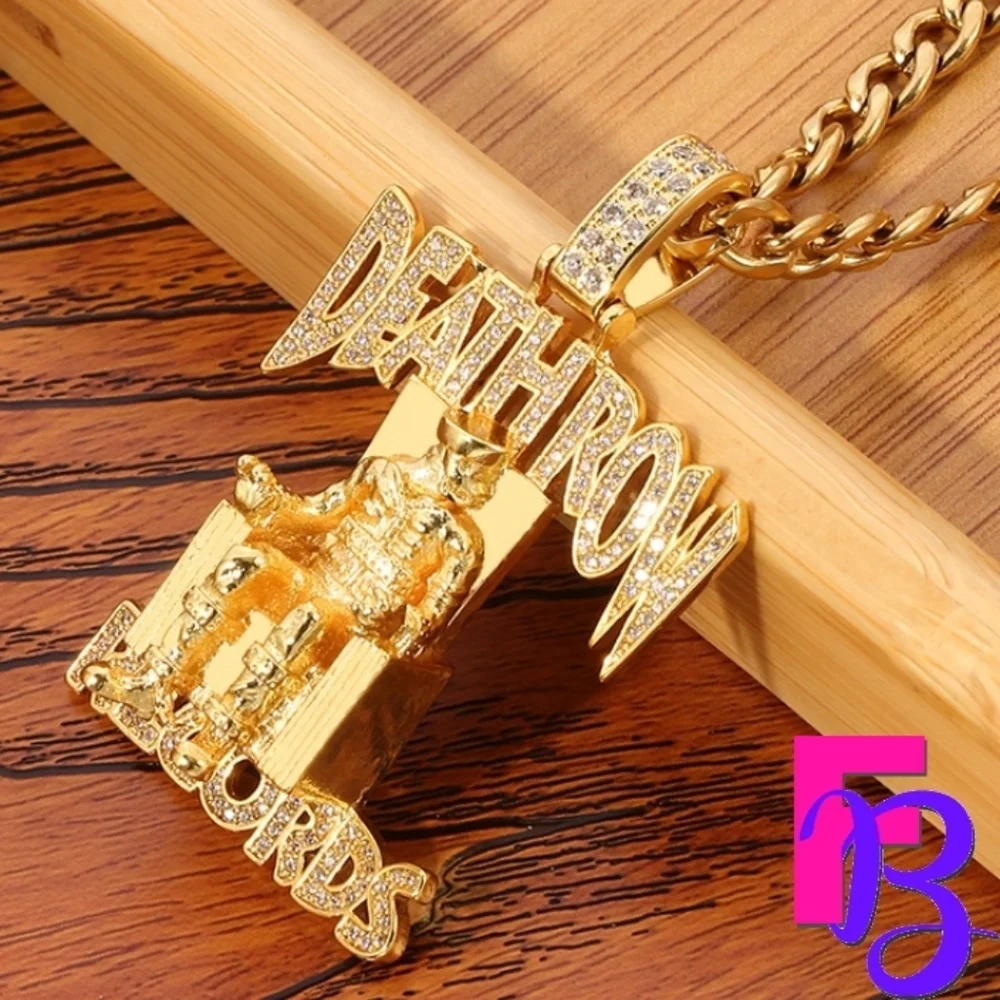 *NEW!* 14K Iced Death Row Records Pendant & Chain - Picture 1 of 16